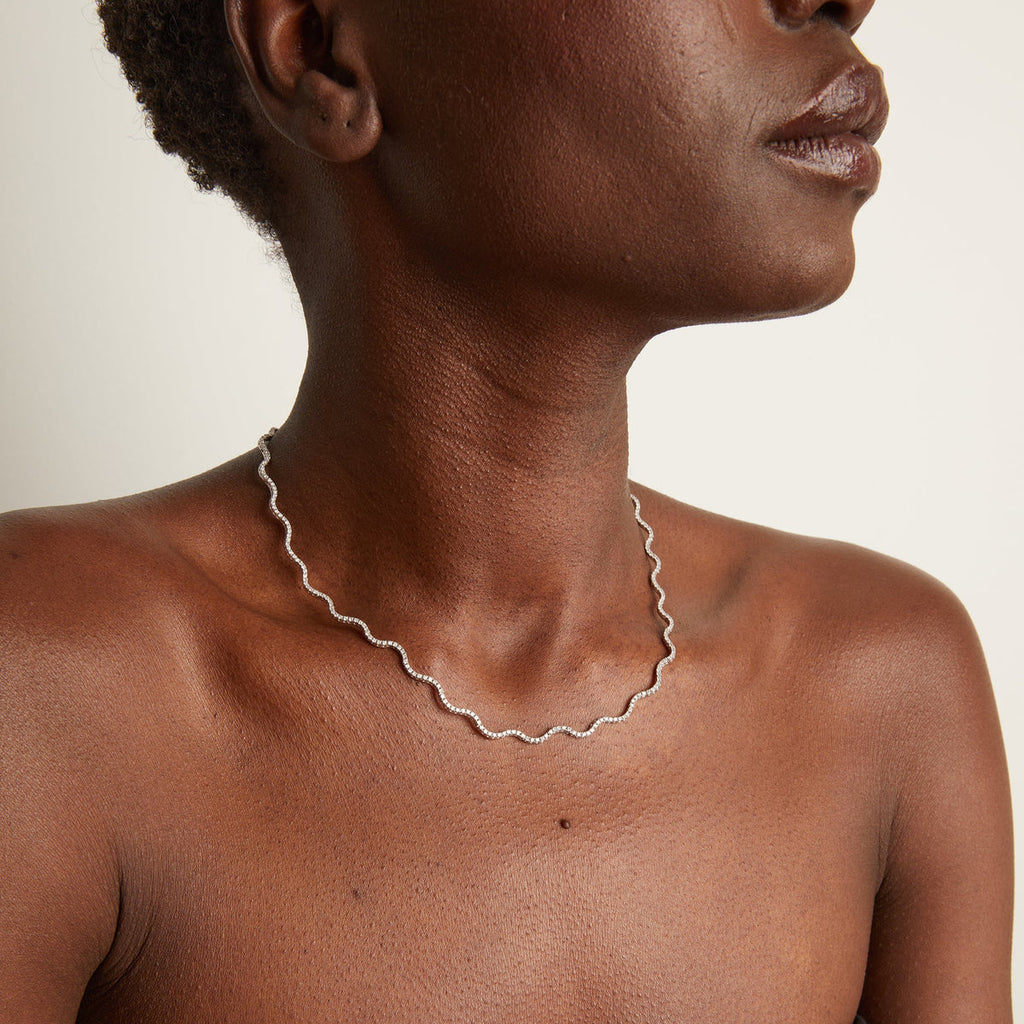 Round Cut Moissanite Diamond Tennis Necklace