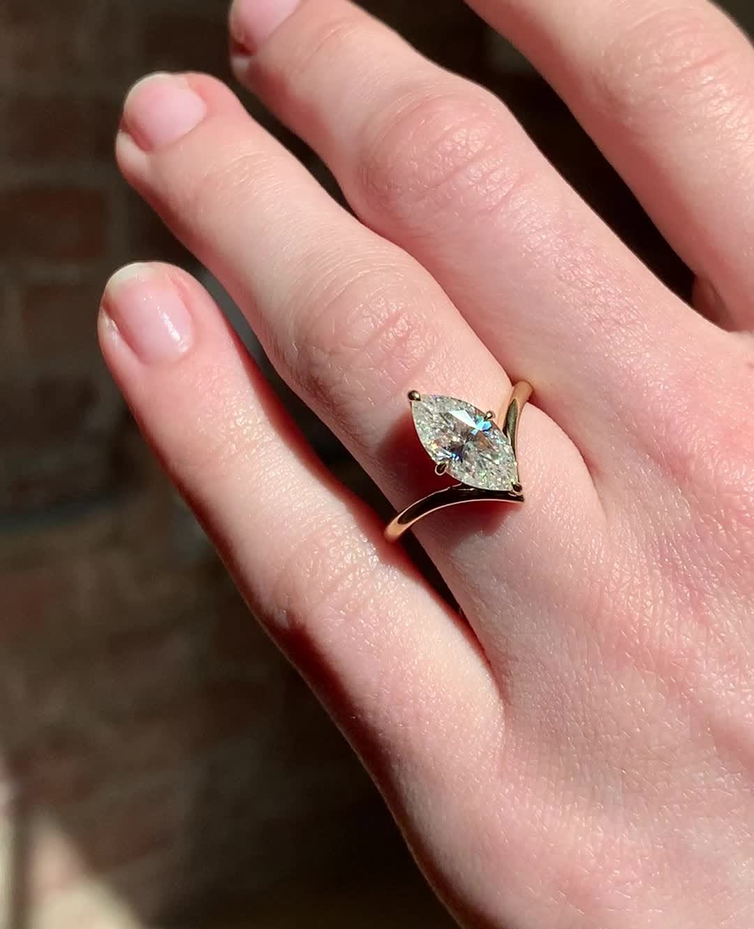 2.0 -3.50 CT Marquise ⁠Cut Lab Grown Diamond Unique Engagement Ring