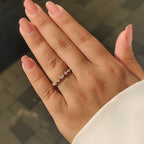 Round Cut Yellow Gold Diamond Wedding Band With Marquise Outline