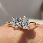 Pear And Princess Cut 2 Stone Diamond Ring