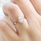 1.0 CT Pear Cut Halo Style Moissanite Engagement Ring