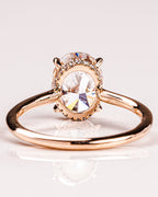 2.0 CT Oval Moissanite Solitaire Engagement Ring With Hidden Halo Setting