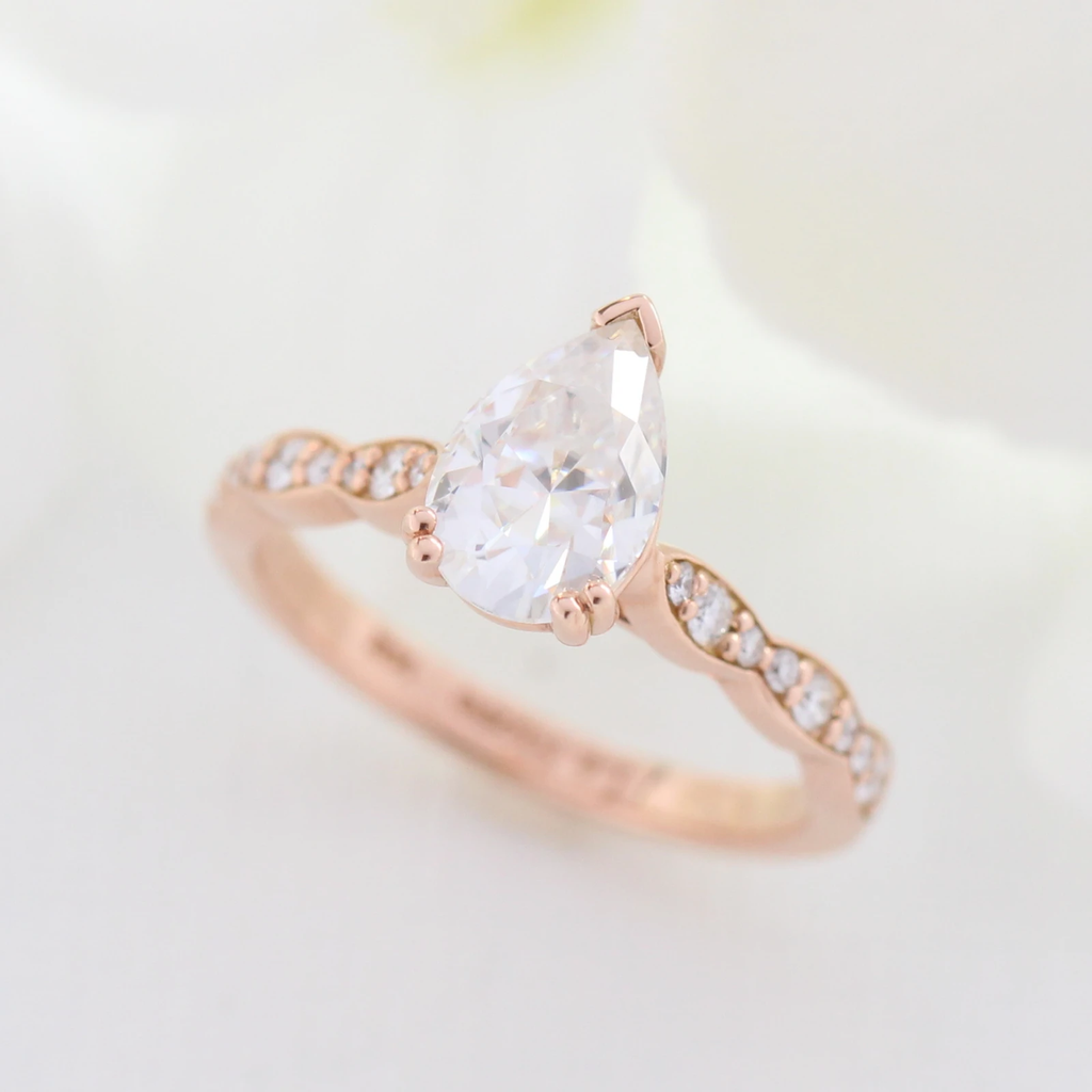 1.50CT Pear Cut Moissanite Solitaire Engagement Ring