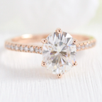 2.0 CT Oval Cut Moissanite Pave Engagement Ring