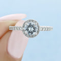 1.0ct Round Cut Halo Style Moissanite Engagement Ring