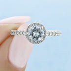 1.0ct Round Cut Halo Style Moissanite Engagement Ring