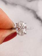 2.0 CT Oval Moissanite Hidden Halo Pave Setting Engagement Ring
