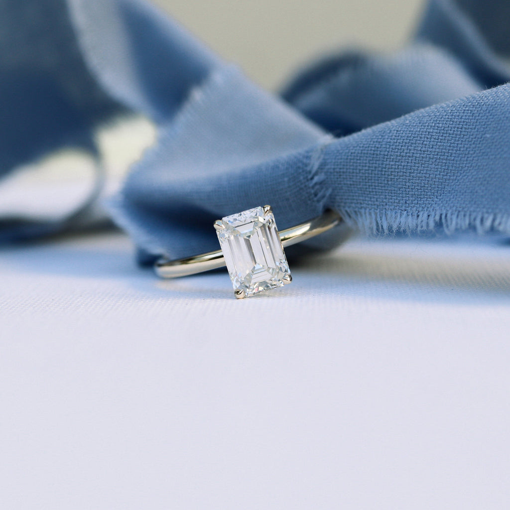 2.75 CT Emerald Cut Moissanite Solitaire Engagement Ring