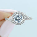 1.0CT Round halo Moissanite Engagement Ring