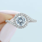 1.0CT Round halo Moissanite Engagement Ring