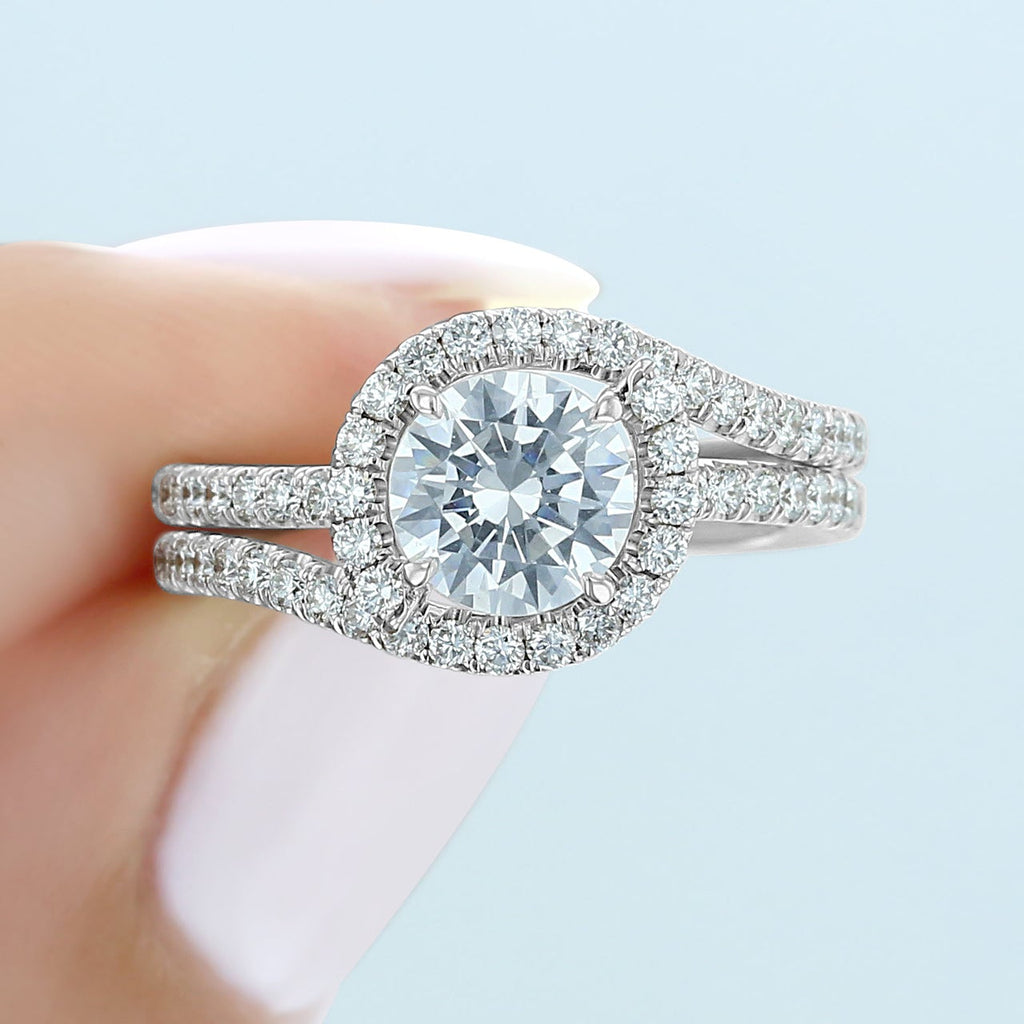 1.0CT Round Cut Bypass Style Moissanite Engagement Ring