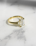 1.0 -3.0 CT Emerald ⁠Cut Lab Grown Diamond Three Stone Engagement Ring