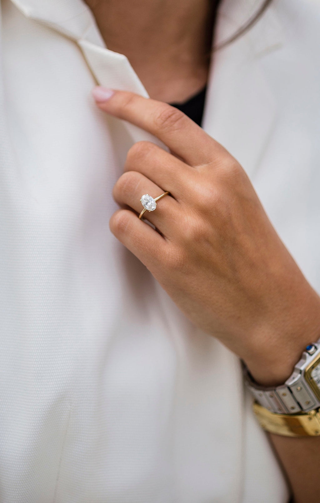 1.85 CT Oval Cut Moissanite Solitaire Engagement Ring