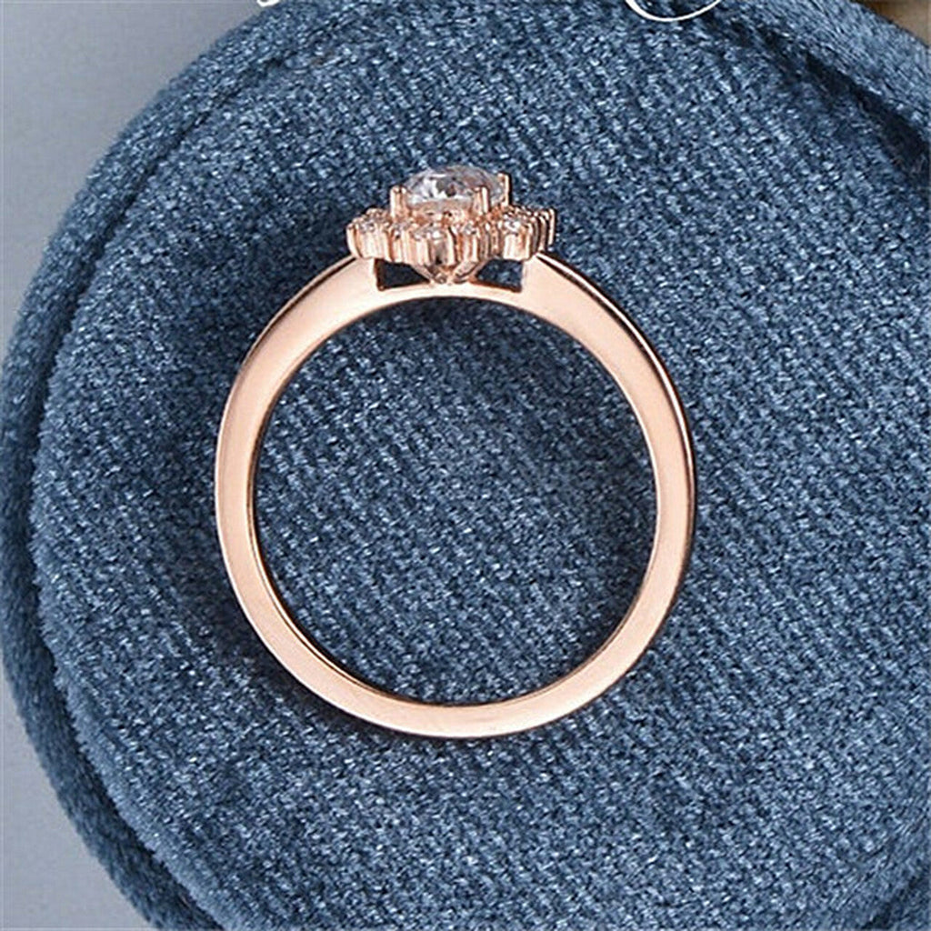 1.0CT Oval Cut Cluster Halo Style Moissanite Engagement Ring