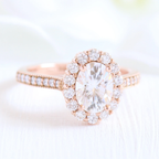 1.50CT Oval Cut Moissanite Halo Bridal Ring Set