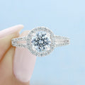 1.0ct Round Cut Halo Split Shank Style Moissanite Engagement Ring