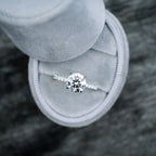 1.50 CT Round Cut Moissanite Pave Setting Engagement Ring