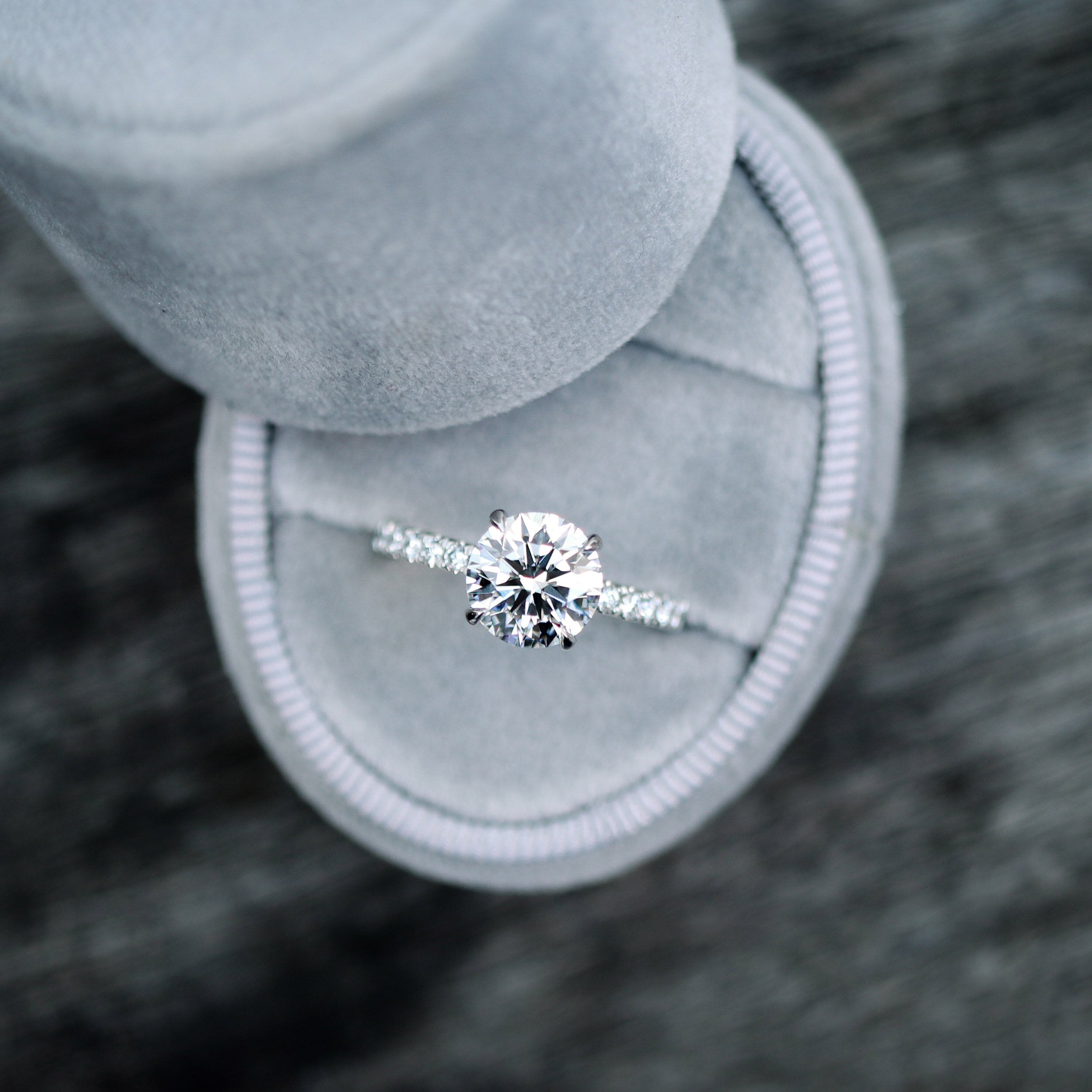 1.50 CT Round Cut Moissanite Pave Setting Engagement Ring