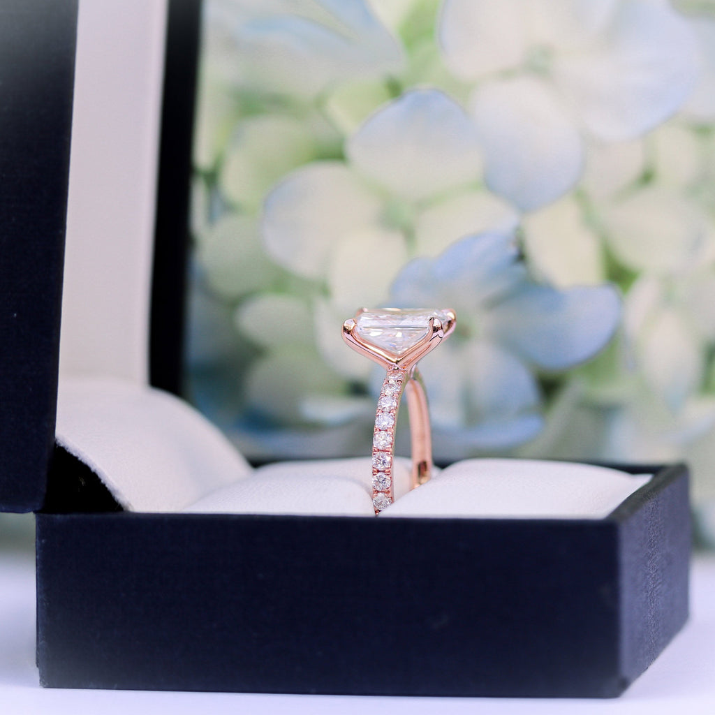 2.0 CT Radiant Moissanite Pave Setting Engagement Ring