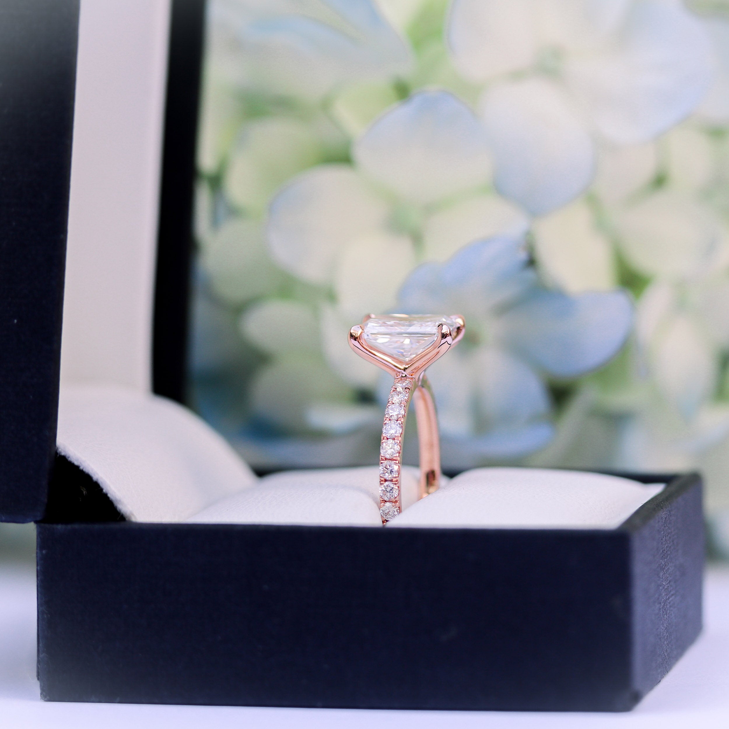 2.0 CT Radiant Moissanite Pave Setting Engagement Ring
