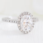 1.50 CT Oval Cut Halo Style Moissanite Engagement Ring