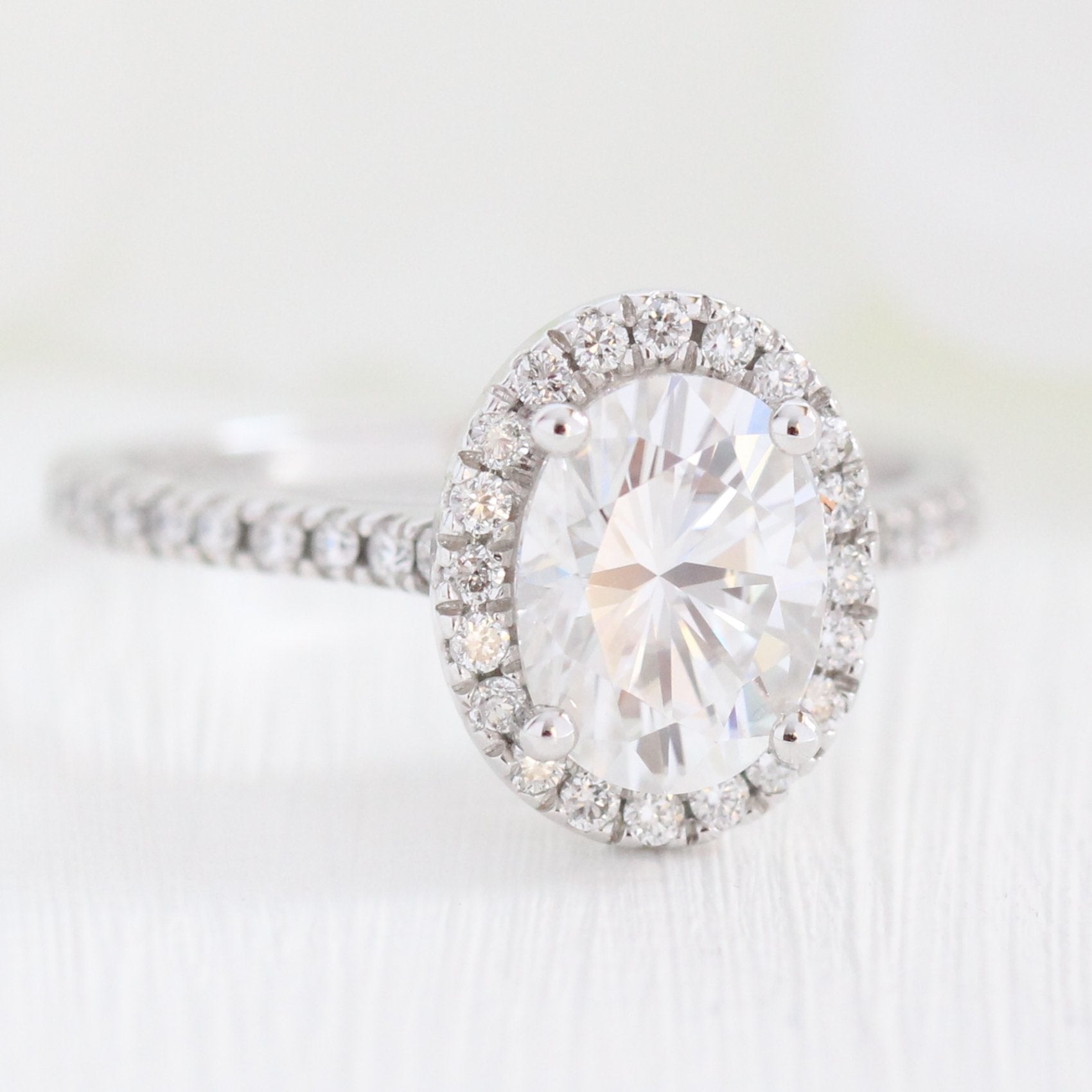 1.50 CT Oval Cut Halo Style Moissanite Engagement Ring