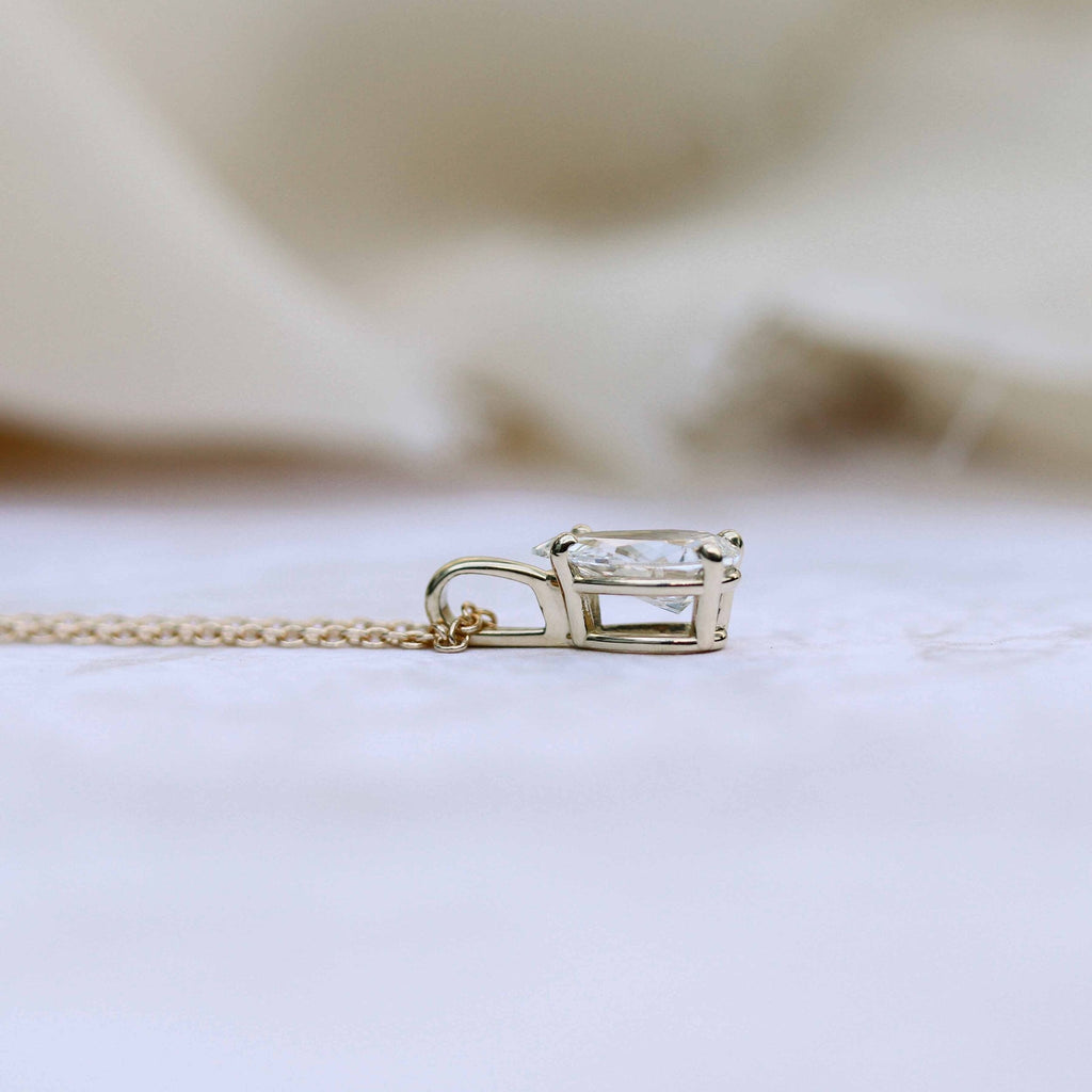 0.50 CT-1.0 CT Pear Cut Moissanite Solitaire Layering Necklace