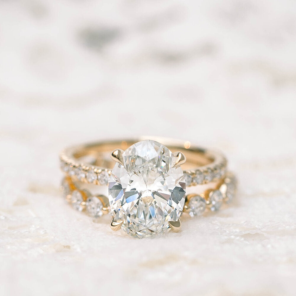 1.75 CT Oval Cut Moissanite Pave Setting Engagement Ring