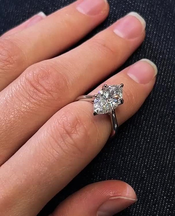 2.0 -4.0 CT Marquise ⁠Cut Lab Grown Diamond Solitaire Engagement Ring
