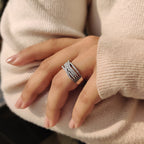 Multi Row Pave Round Cut Band