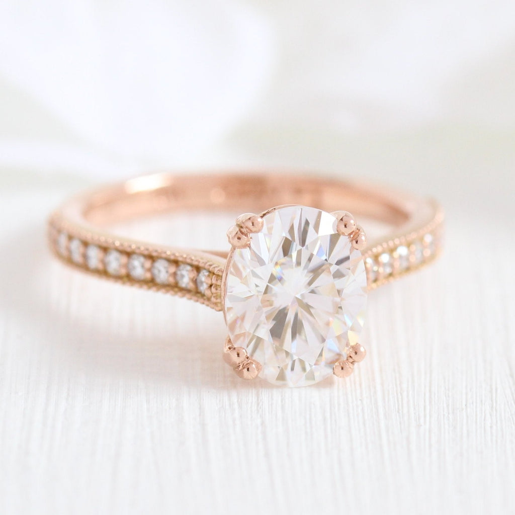 2.0CT Oval Cut Moissanite Solitaire Bridal Ring Set