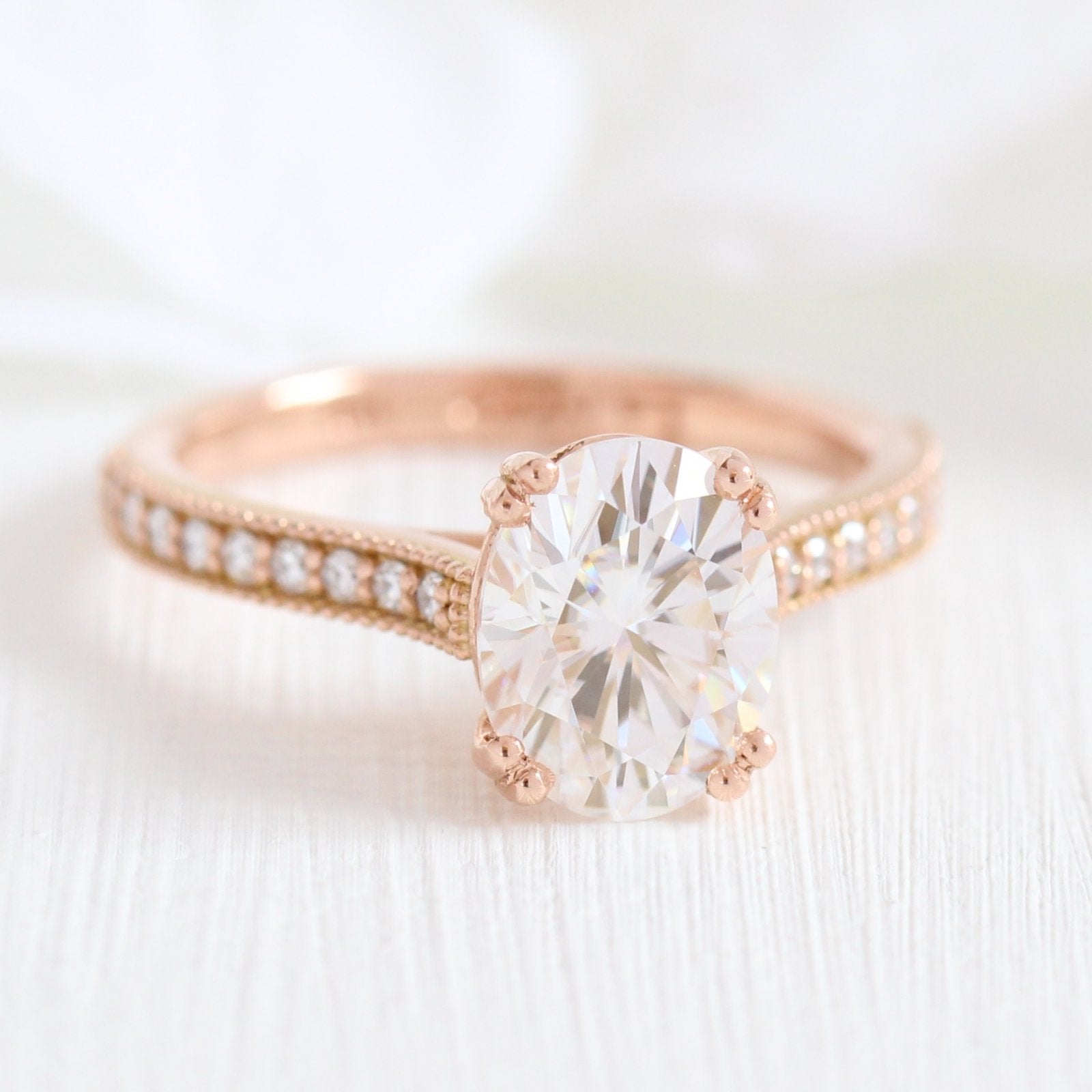 2.0CT Oval Cut Moissanite Solitaire Bridal Ring Set