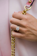 3.0 CT Cushion Moissanite Solitaire With Hidden Halo Setting Engagement Ring