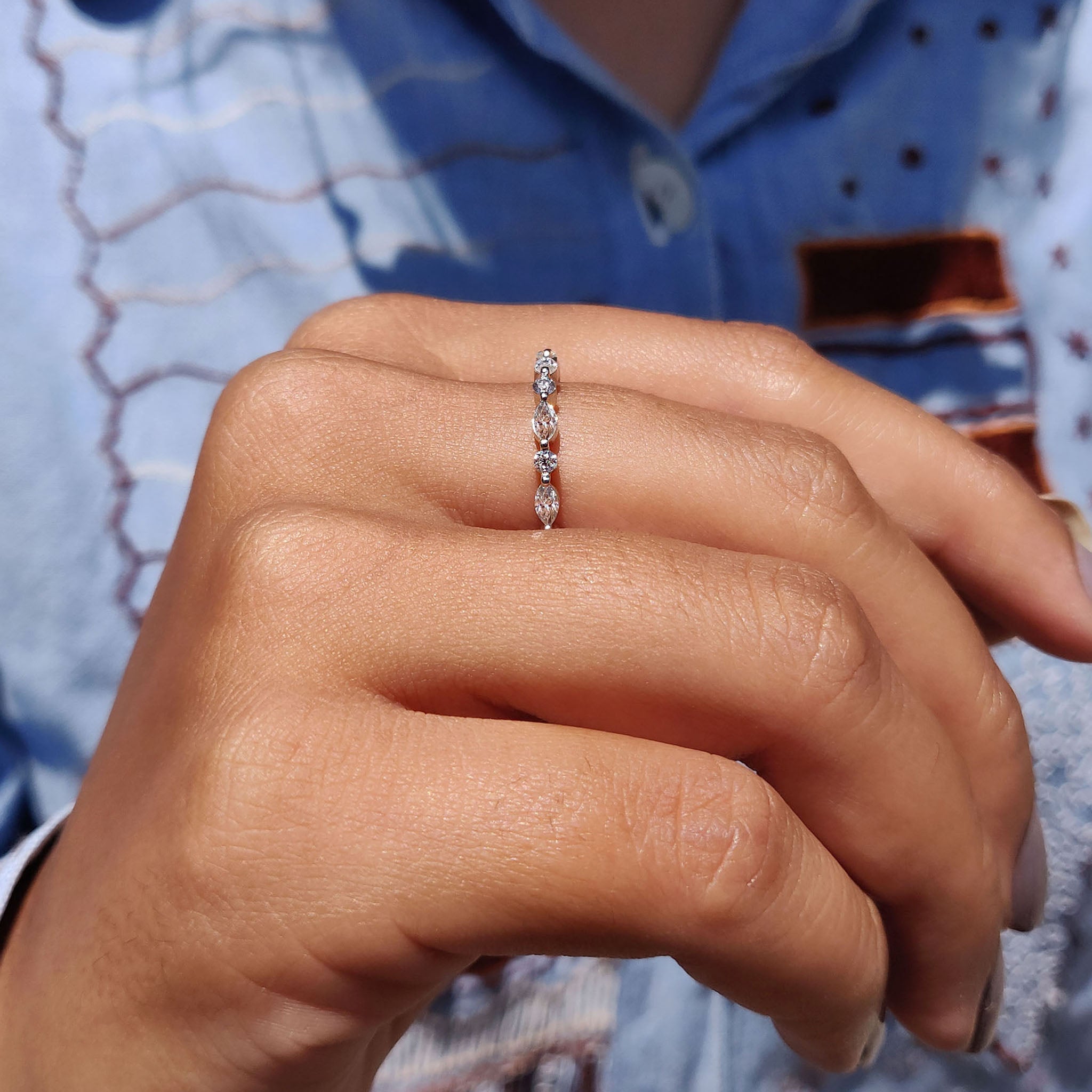 Floating Bubble Wedding Band In White Gold