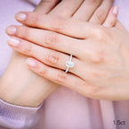 1.50 CT Emerald Cut Moissanite Pave Style Engagement Ring