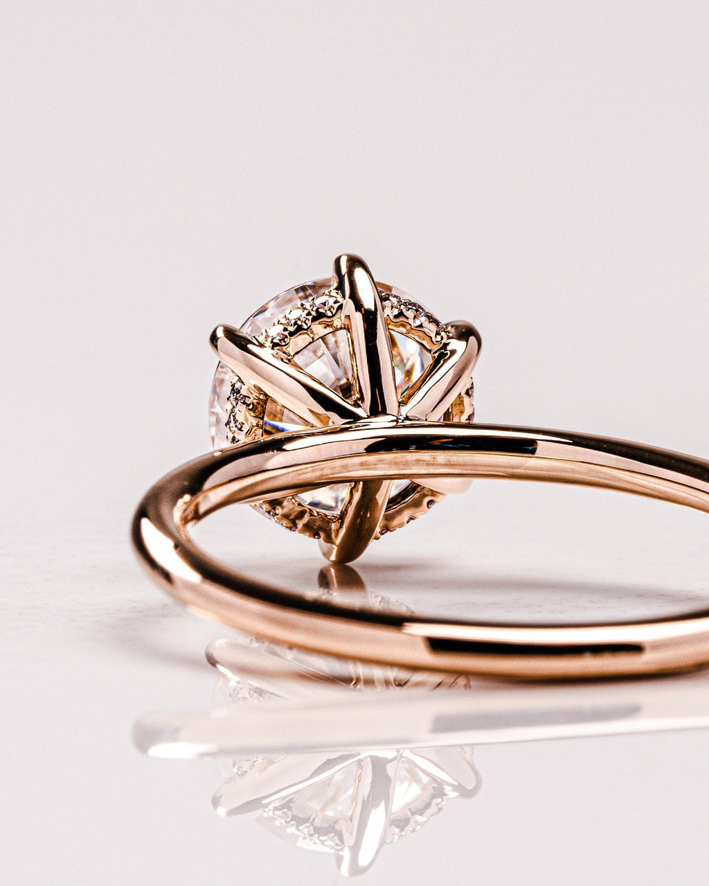 2.0 CT Round Moissanite Solitaire Engagement Ring With Hidden Halo Setting