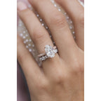 3.20 CT Oval Cut Moissanite Solitaire With Pave Setting Engagement Ring