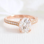 2.0CT Oval Moissanite Pave Bridal Ring Set