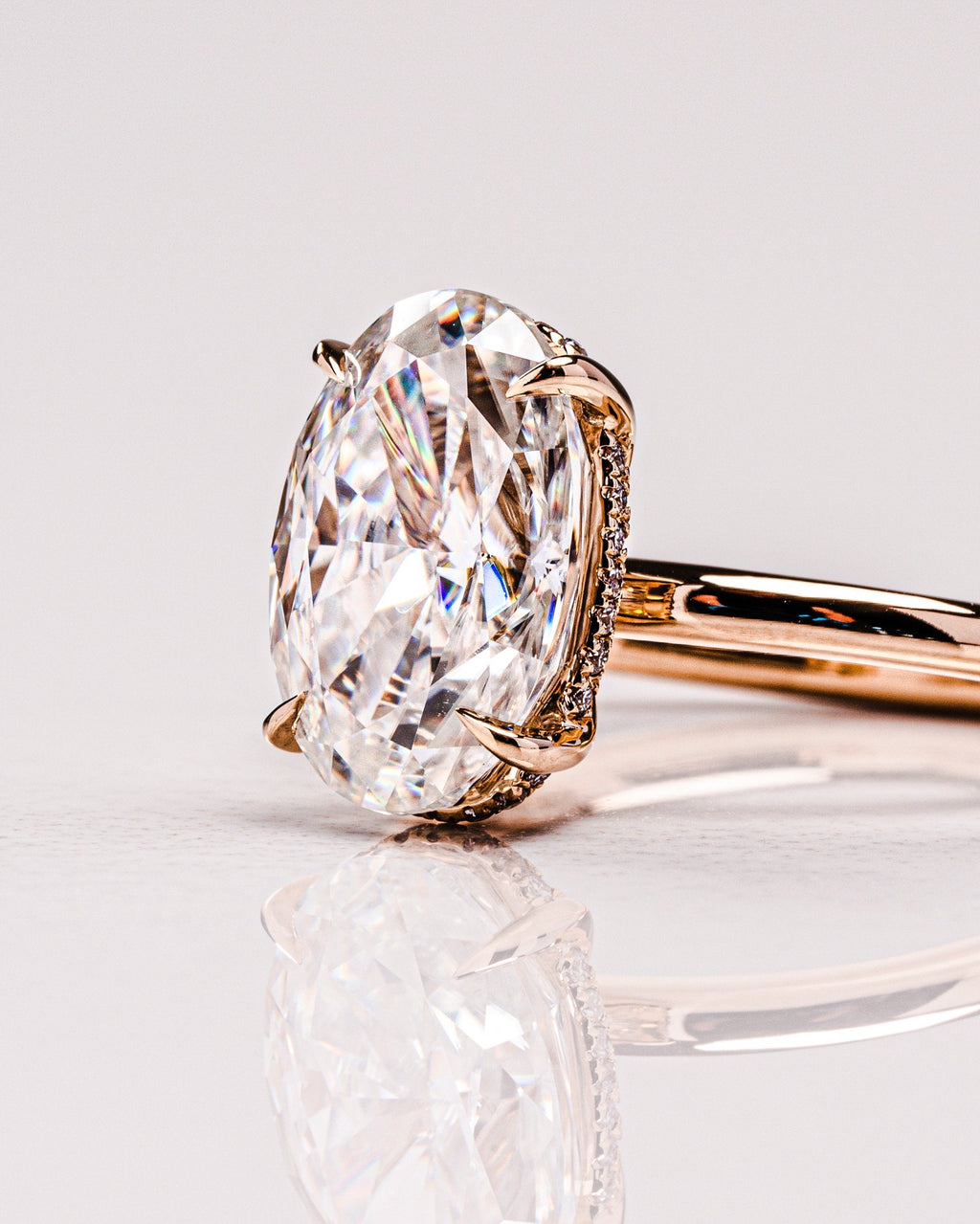 4.0 CT Oval Moissanite Hidden Halo Setting Engagement Ring