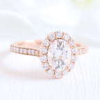 1.50CT Oval Cut Moissanite Halo Bridal Ring Set