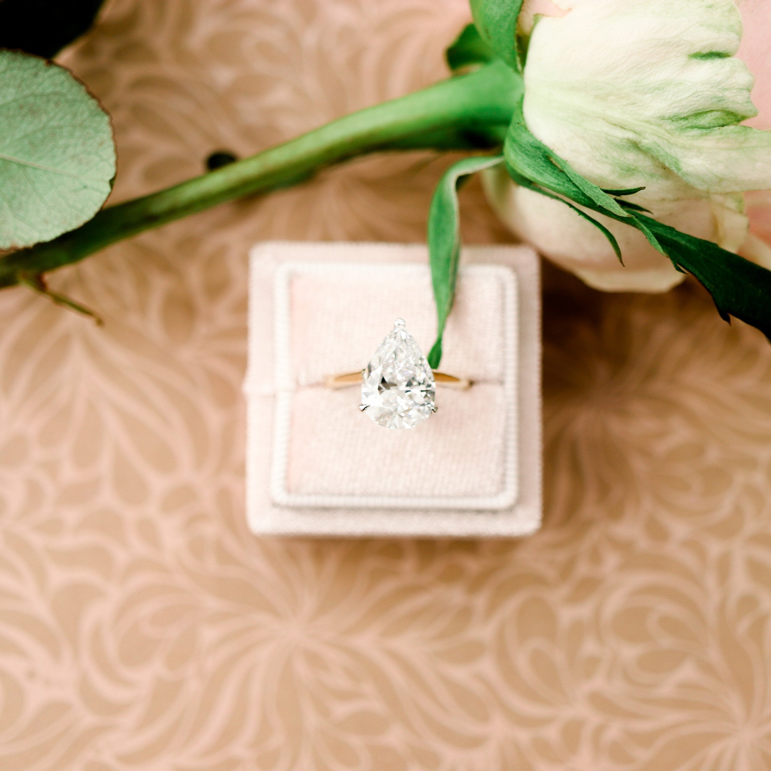 4.0 CT Pear Cut Moissanite Solitaire Engagement Ring