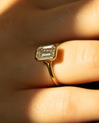 1.0 -3.0 CT Emerald ⁠Cut Lab Grown Diamond Bezel  Engagement Ring