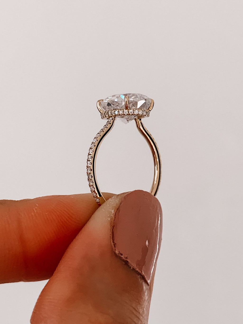 2.80 CT Oval Moissanite Hidden Halo Pave Setting Engagement Ring