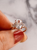 2.0 CT Oval Moissanite Three Stones Engagement Ring