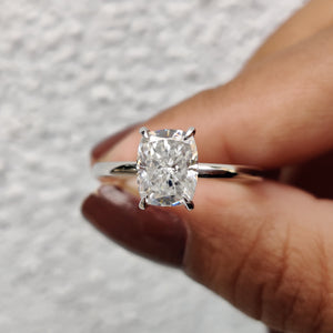 Cushion Cut Engagement Ring With Hidden Halo