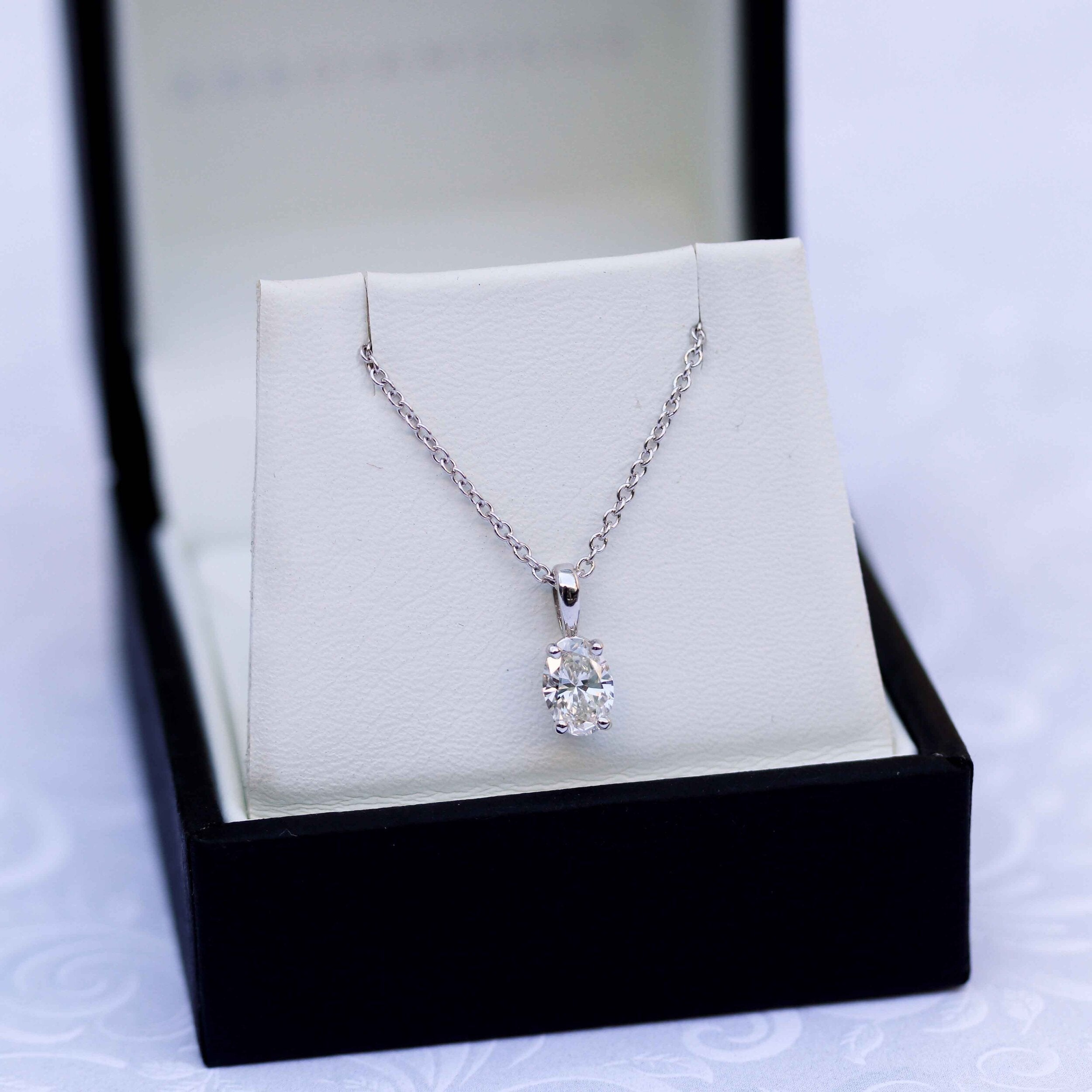 0.35 CT-1.50 CT Oval Cut Moissanite Solitaire Layering Necklace