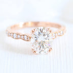 1.50CT Oval Cut Moissanite Pave Bridal Ring Set