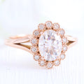 1.50 CT Oval Cut Moissanite Halo Split Shank Style Engagement Ring