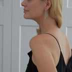 4.63 TCW Round & Baguette Moissanite Diamond Long Drop Earrings