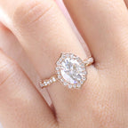 2.0 CT Oval Cut Moissanite Vintage Halo Engagement Ring
